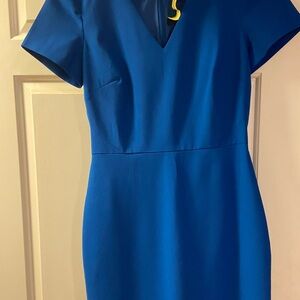 J. Crew Blue Sheath Dress V-Neck Short Sleeve Work